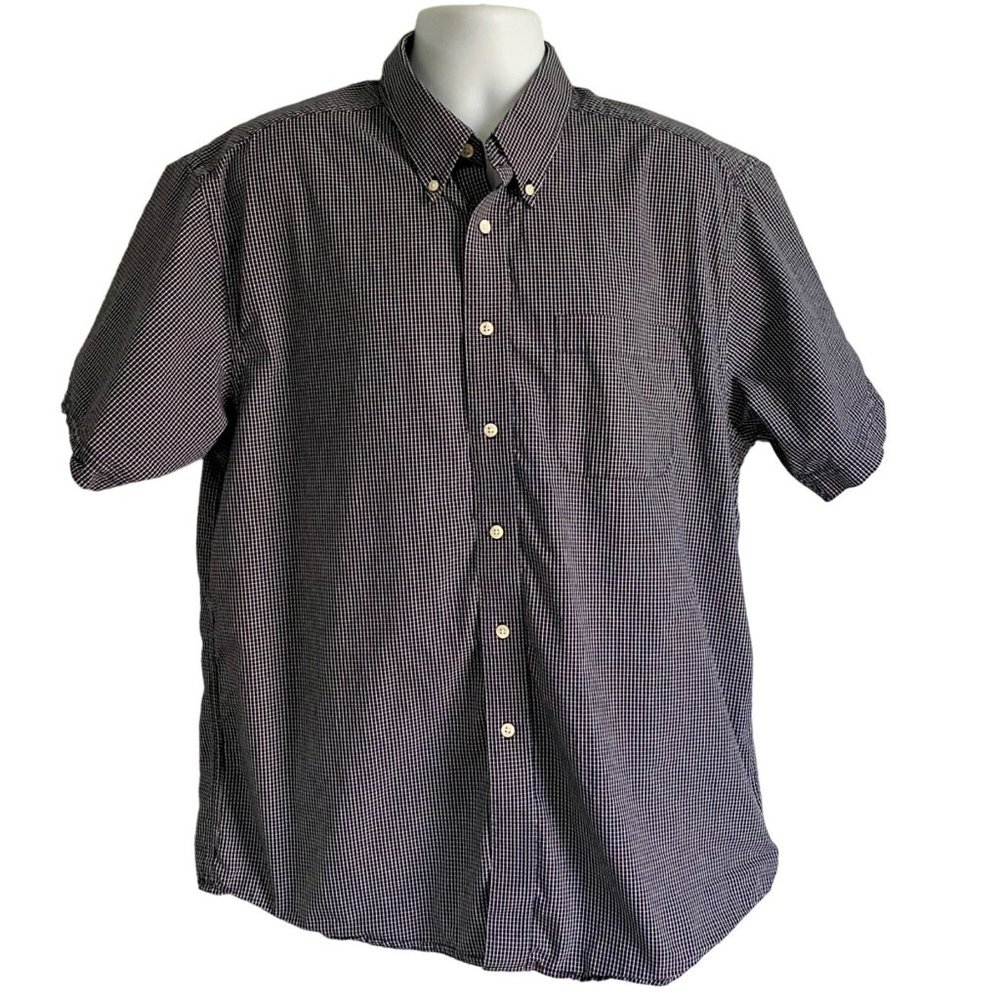 Boca Classics Black White Cotton Short Sleeve Button Down Shirt Men's Large
